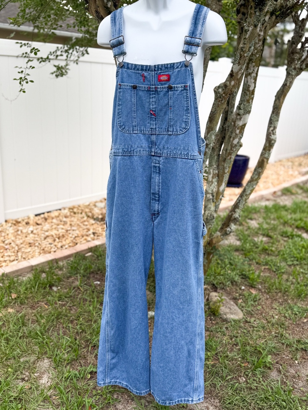 Dickies Denim Overalls Wide Leg Carpenter Jeans 36x30 Vintage Style
